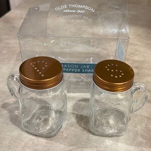 New Olde Thompson Mason Jar Salt and Pepper Shakers with cooper Lids